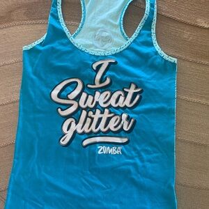 Zumba Fitness Teal Racerback Tank with 'I Sweat Glitter' Graphic